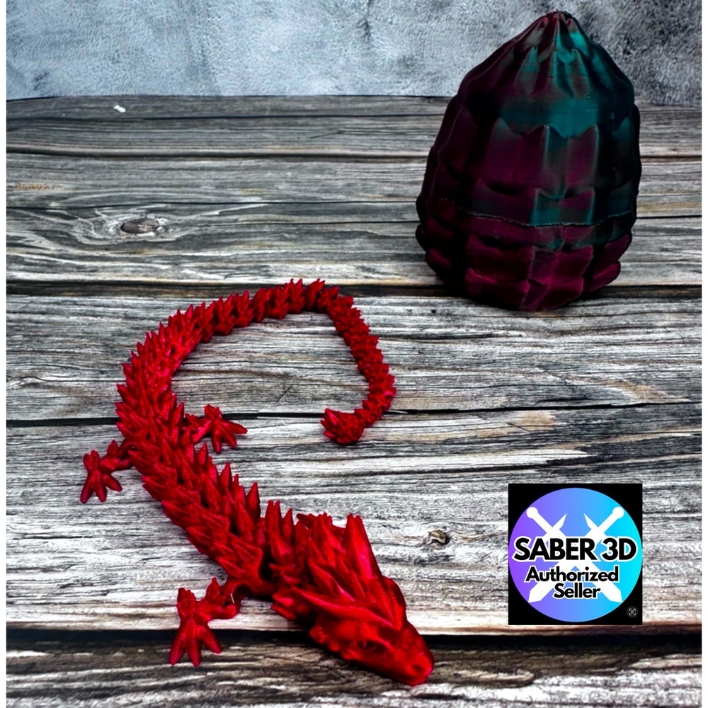 3D Printed Dragon Eggs w/ Dragon Inside Articulated Dragon Toy Red w/ Dragon Egg